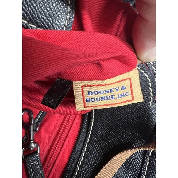 Dooney & Bourke Pebble Grain Leather Tote Black Shoulder Bag Red Lining 16"x 10" - Picture 11 of 13